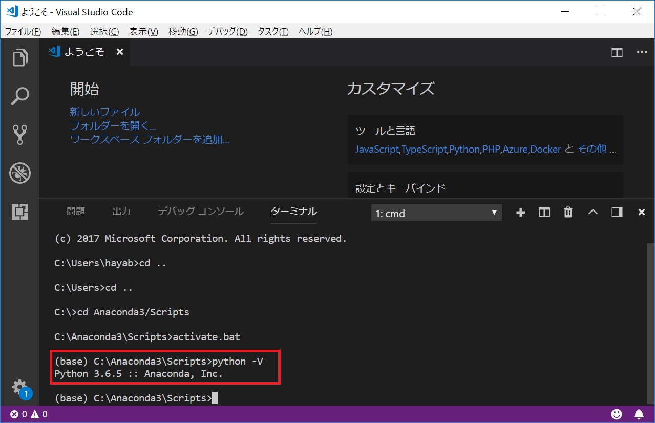 Visual Studio Code ターミナル