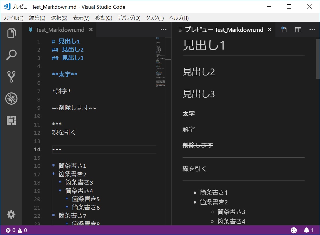 Visual Studio Code でMarkdown