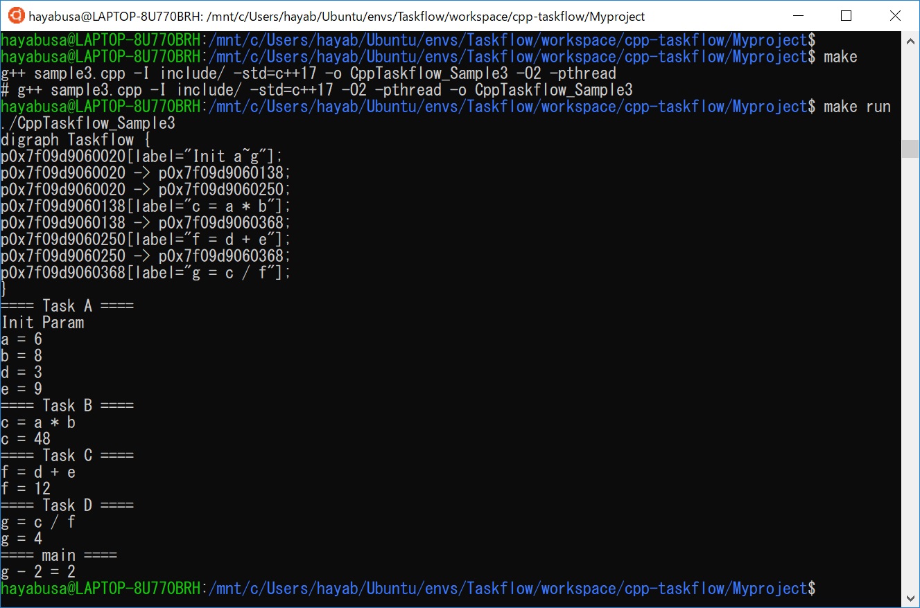 Cpp-Taskflowのビルドと実行